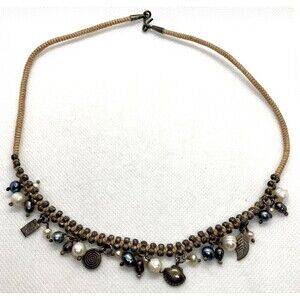 Vintage IW THAI Nautical Themed Pearl 18'' Necklace‎ Sterling 925 Silver 24.1g